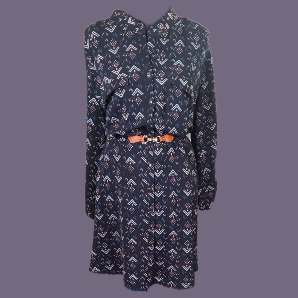 Dark Blue Long Sleeve Dress Plus